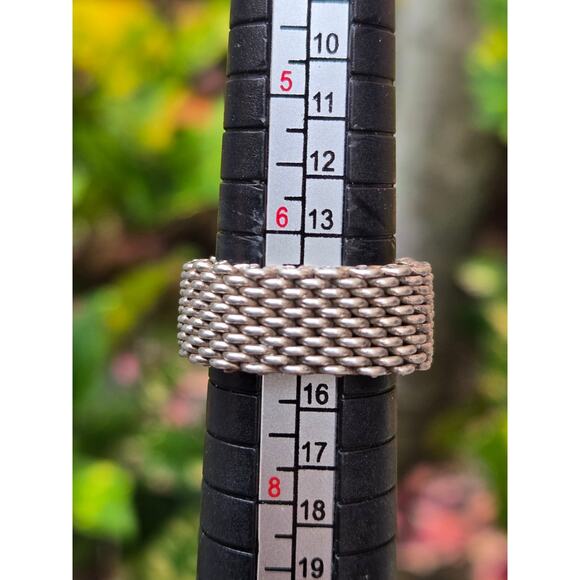 Vintage Tiffany & Co Somerset Sterling Silver Mesh Ring Sz 6.25 - Picture 8 of 8